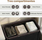 StorageWorks Cesta de lavandería de 3 secciones, carrito clasificador negro
