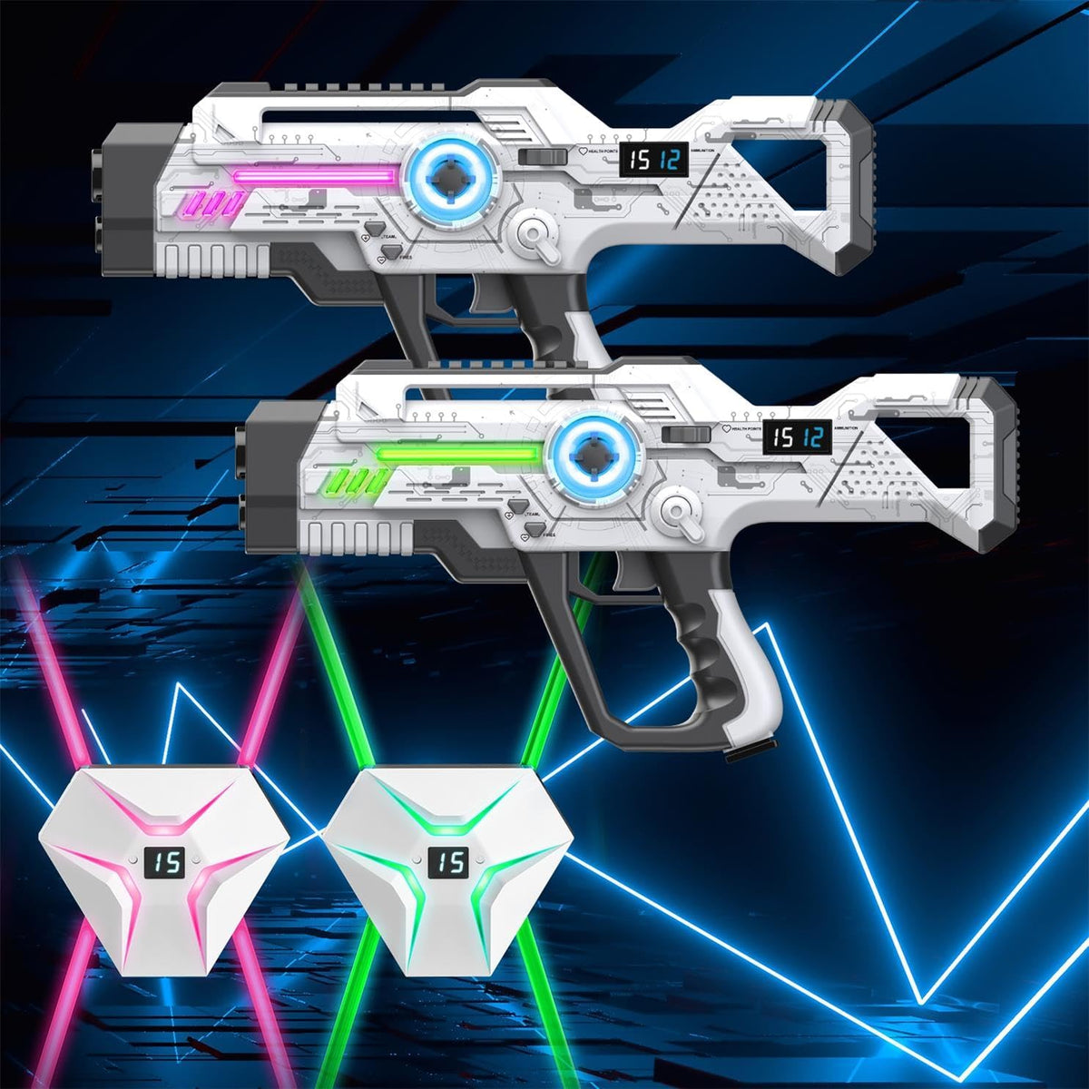 Laser Tag Recargable, Set de Lazer Tag de 2 para Niños Juego Interior y Exterior, Ideas de Regalo para Niños Adolescentes y Adultos, Juguetes Geniales para Adolescentes de 8 9 10 11 12+ Años Niños y