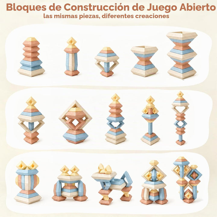Joyreal Montessori - Bloques apilables para niños pequeños de 1 a 3...