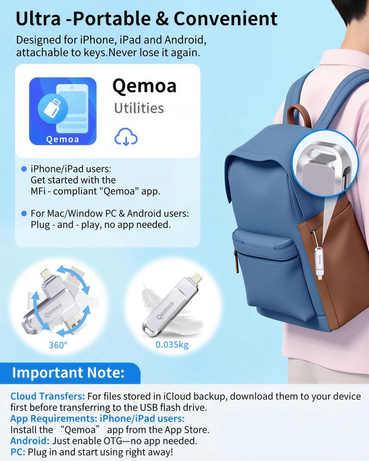 Memoria externa de 256 GB con certificación MFi para iPhone, almace...