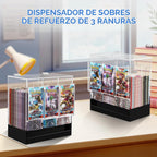 CHEPULA Dispensador de 3 ranuras, dispensador de tarjetas, caja de refuerzo acrílica para tarjetas intercambiables/paquetes de refuerzo deportivos (apertura de la tapa superior)
