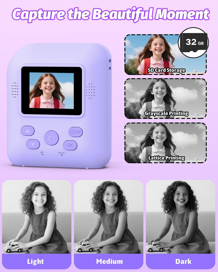 Teslahero Cámara para Niños con Impresión Instantánea de Fotos, Cám...