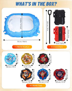 X Stadium Starter Kit - 6 Battle Tops con 2 Launchers, 1 Arena