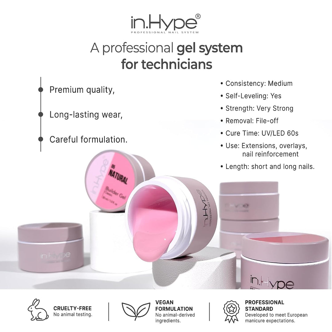 IN.HYPE Gel duro profesional UV\/LED para extensión de uñas, fortal...