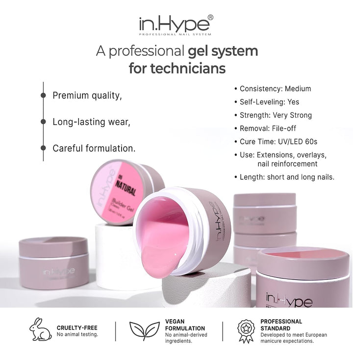 IN.HYPE Gel duro profesional UV\/LED para extensión de uñas, fortal...