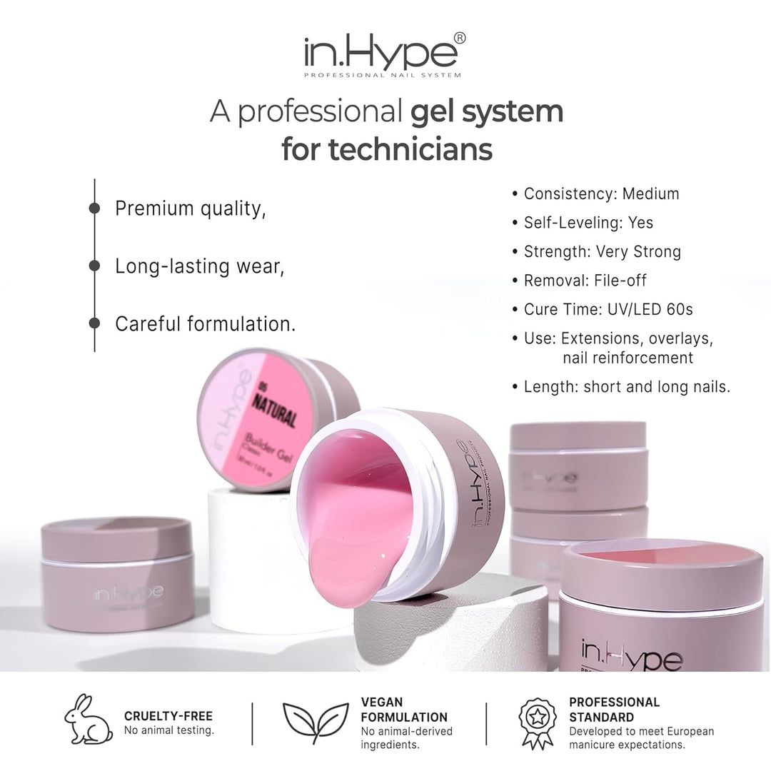 IN.HYPE Gel duro profesional UV\/LED para extensión de uñas, fortal...