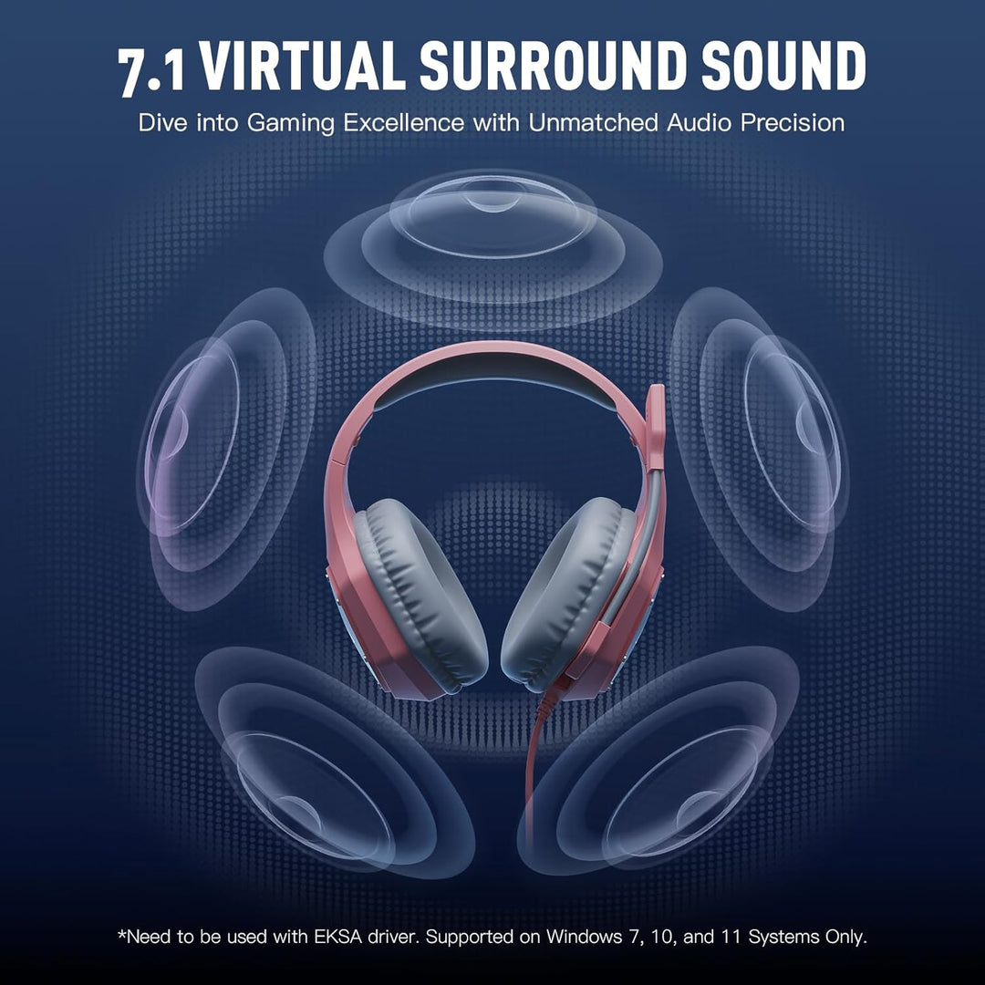 EKSA E1000 V2 Gaming Headset, PC Headset with USB C Plug, Wired Hea...