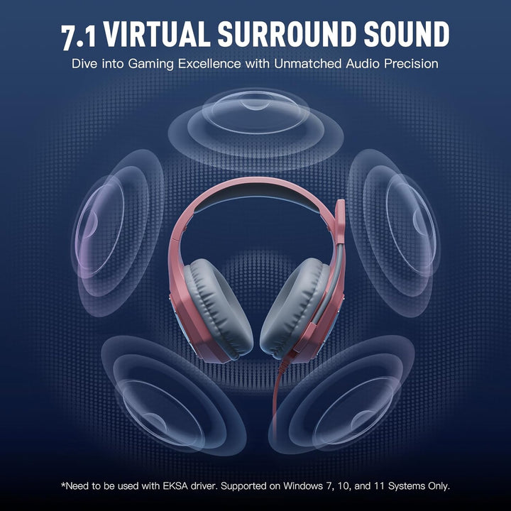 EKSA E1000 V2 Gaming Headset, PC Headset with USB C Plug, Wired Hea...