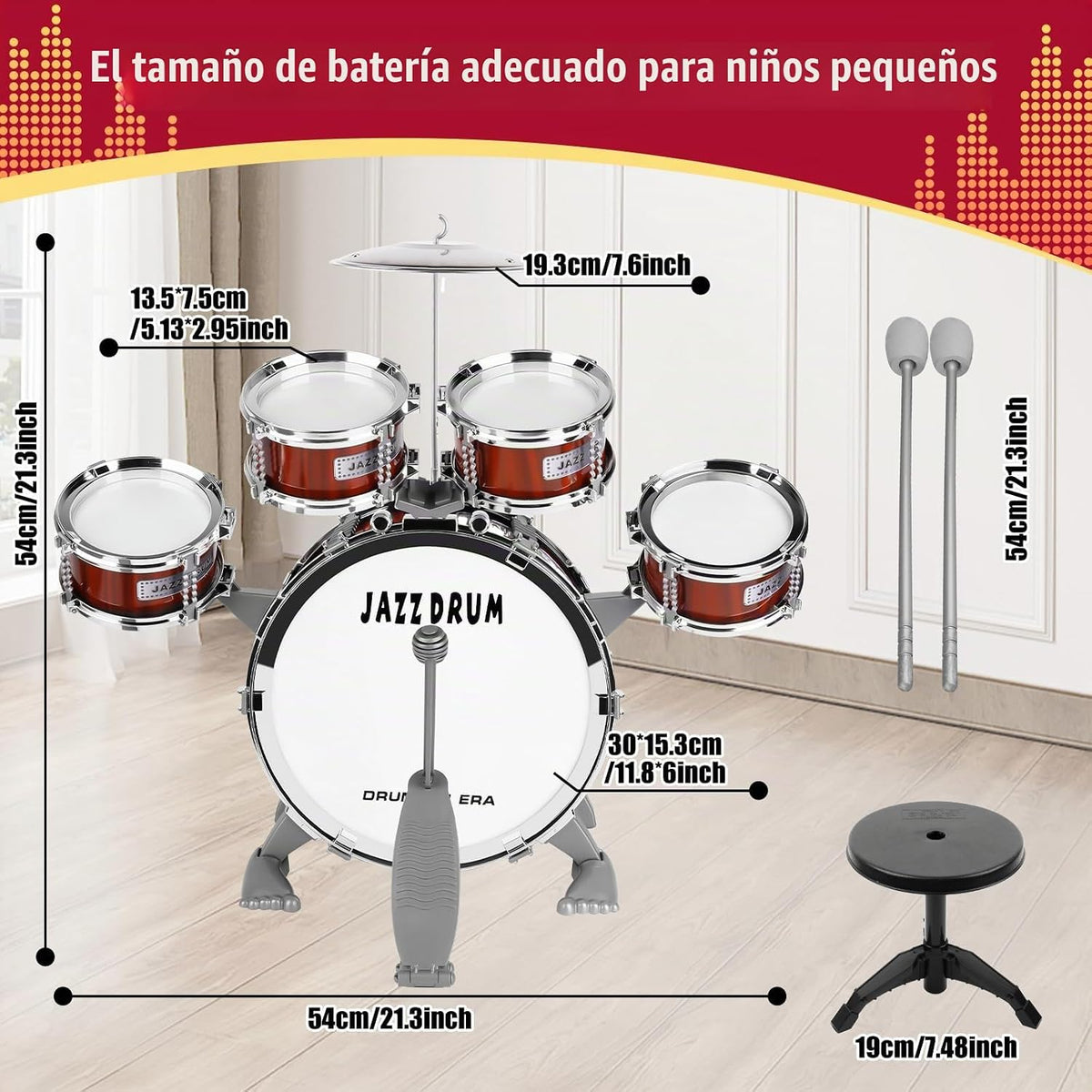 Batería infantil para niños pequeños 3-5 años - Instrumentos musicales Juguetes Regalos de cumpleaños