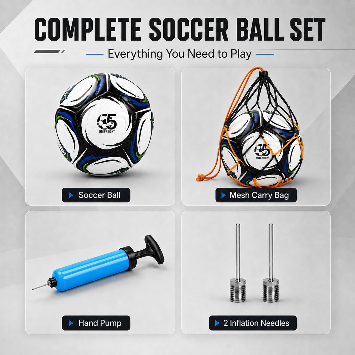 Balón de Fútbol Talla 5 Talla 4 con Bomba, Balón de Entrenamiento Durable para Interior y Exterior