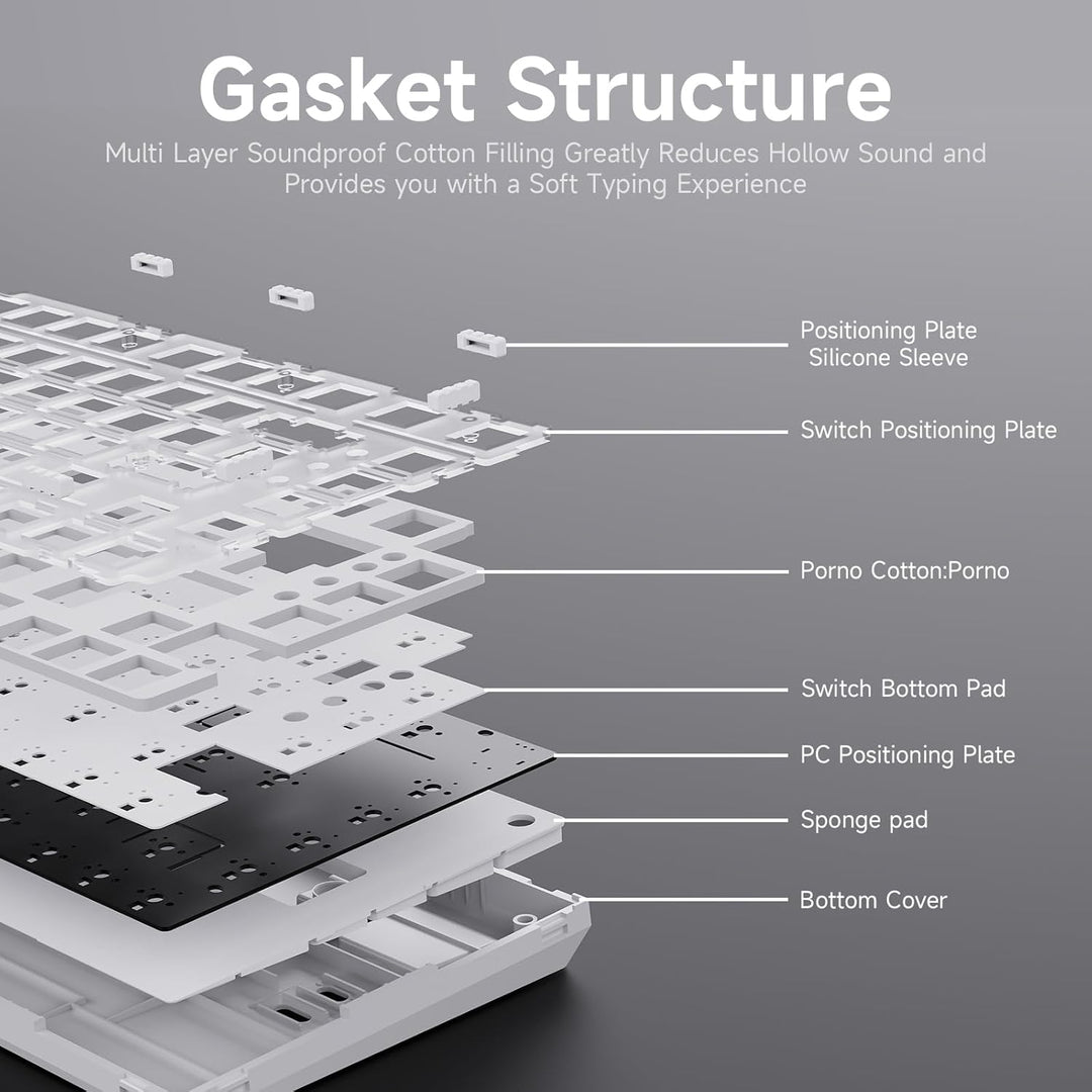Ajazz AK820 75% Teclado mecánico para juegos con junta de cableado...