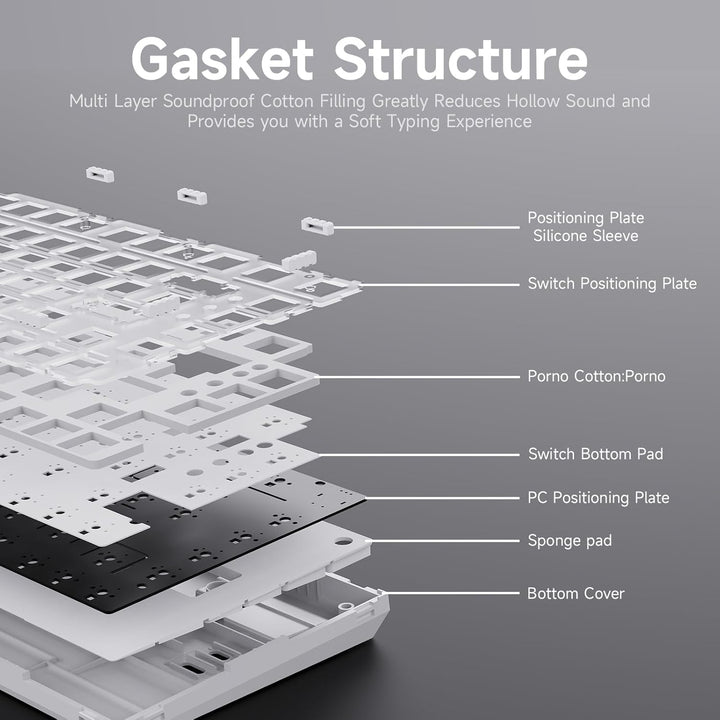 Ajazz AK820 75% Teclado mecánico para juegos con junta de cableado...