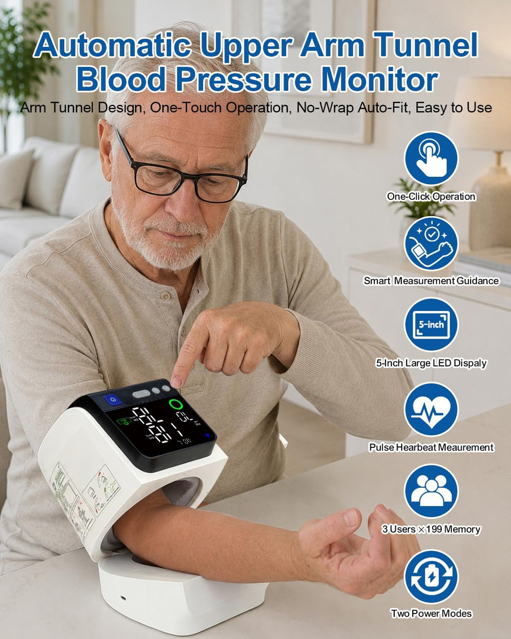 Monitor de presión arterial en brazo superior preciso para uso doméstico, sin envoltura Máquina de BP