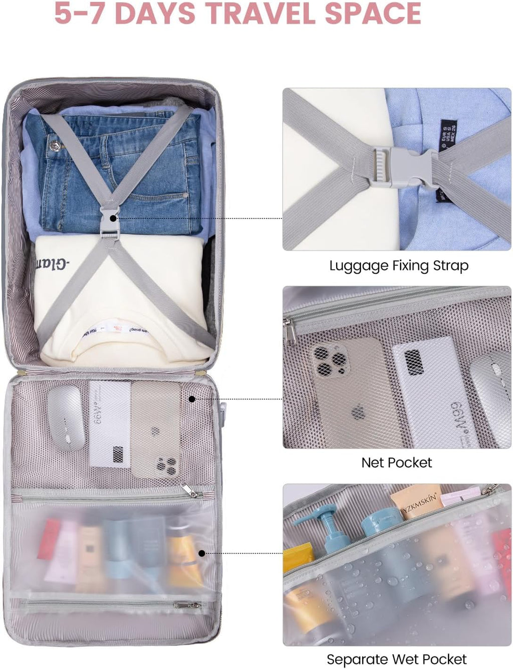 LOVEVOOK Mochila de viaje de 50 litros para mujeres y hombres, equi...