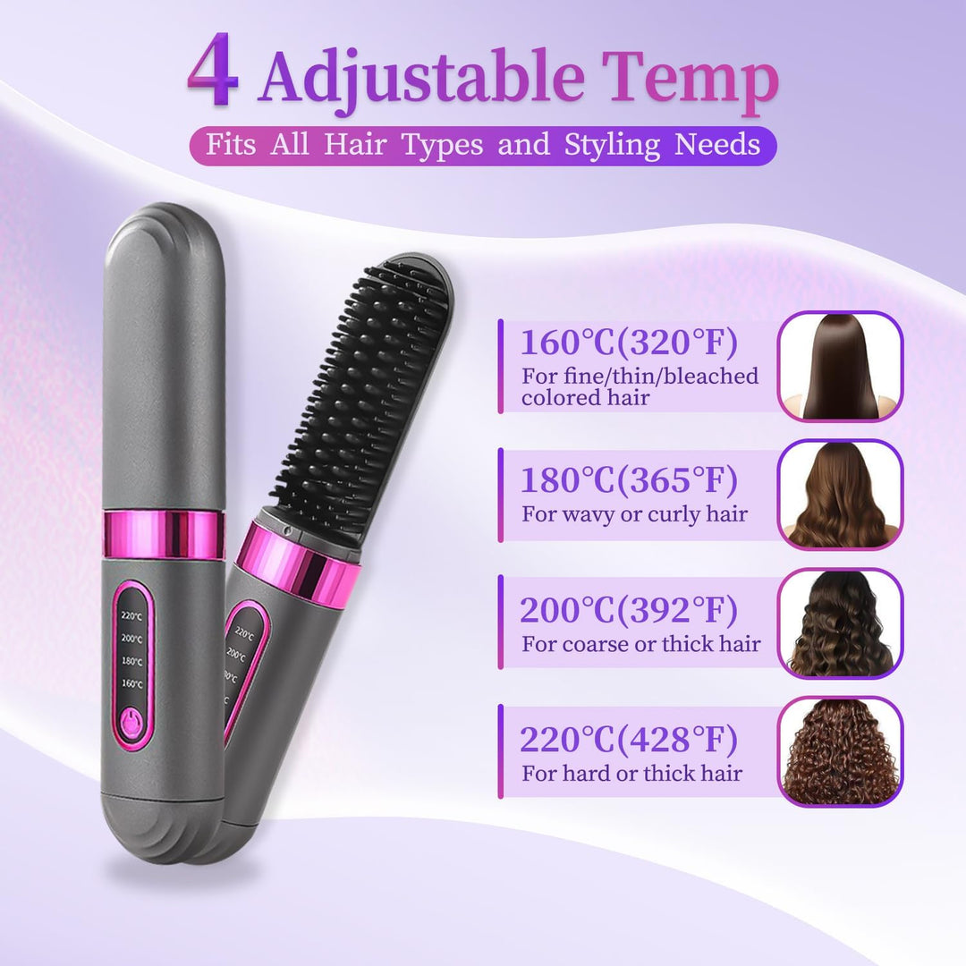 SBERAY Go Brush Pro, cepillo alisador de cabello inalámbrico con 4...