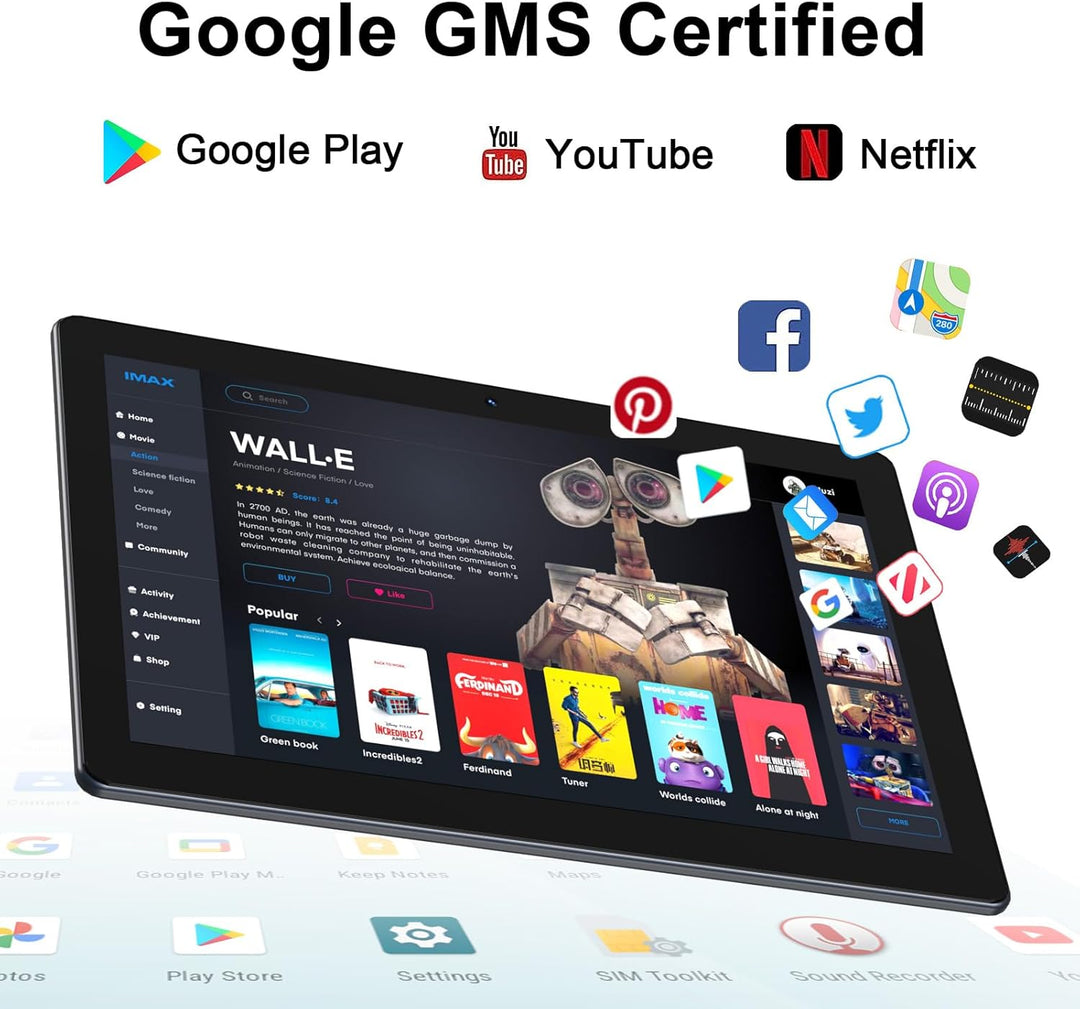 Tablet de 10 Pulgadas, Tablet Android con 64 GB de Almacenamiento,...