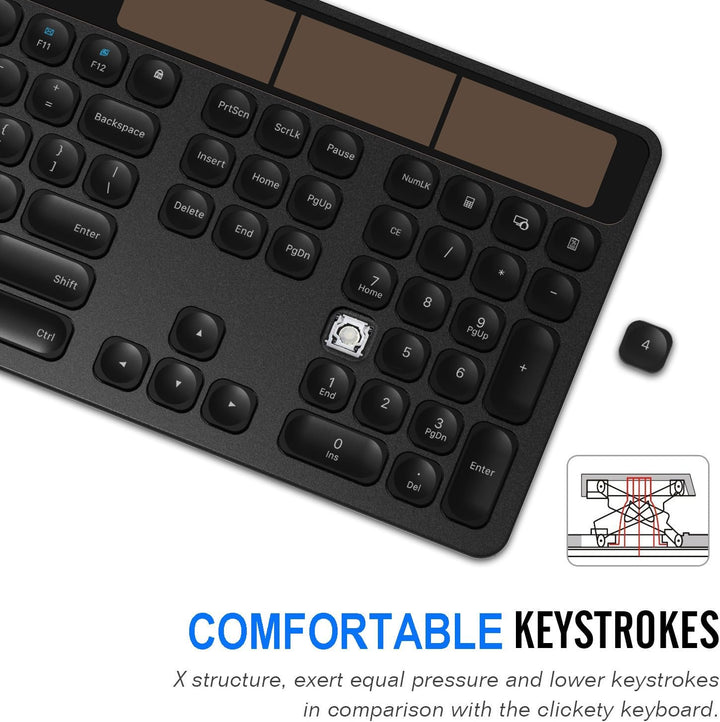 Arteck Teclado Solar Inalámbrico de Tamaño Completo, Teclado de Rec...