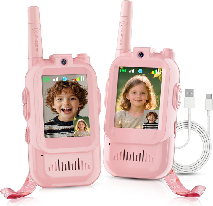 Walkie Talkie para niños con video: paquete de 2 juguetes recargabl...