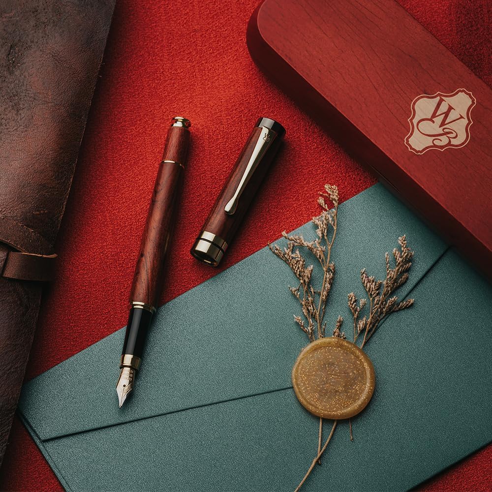 Wordsworth & Black Juego de pluma estilográfica de madera de bambú para