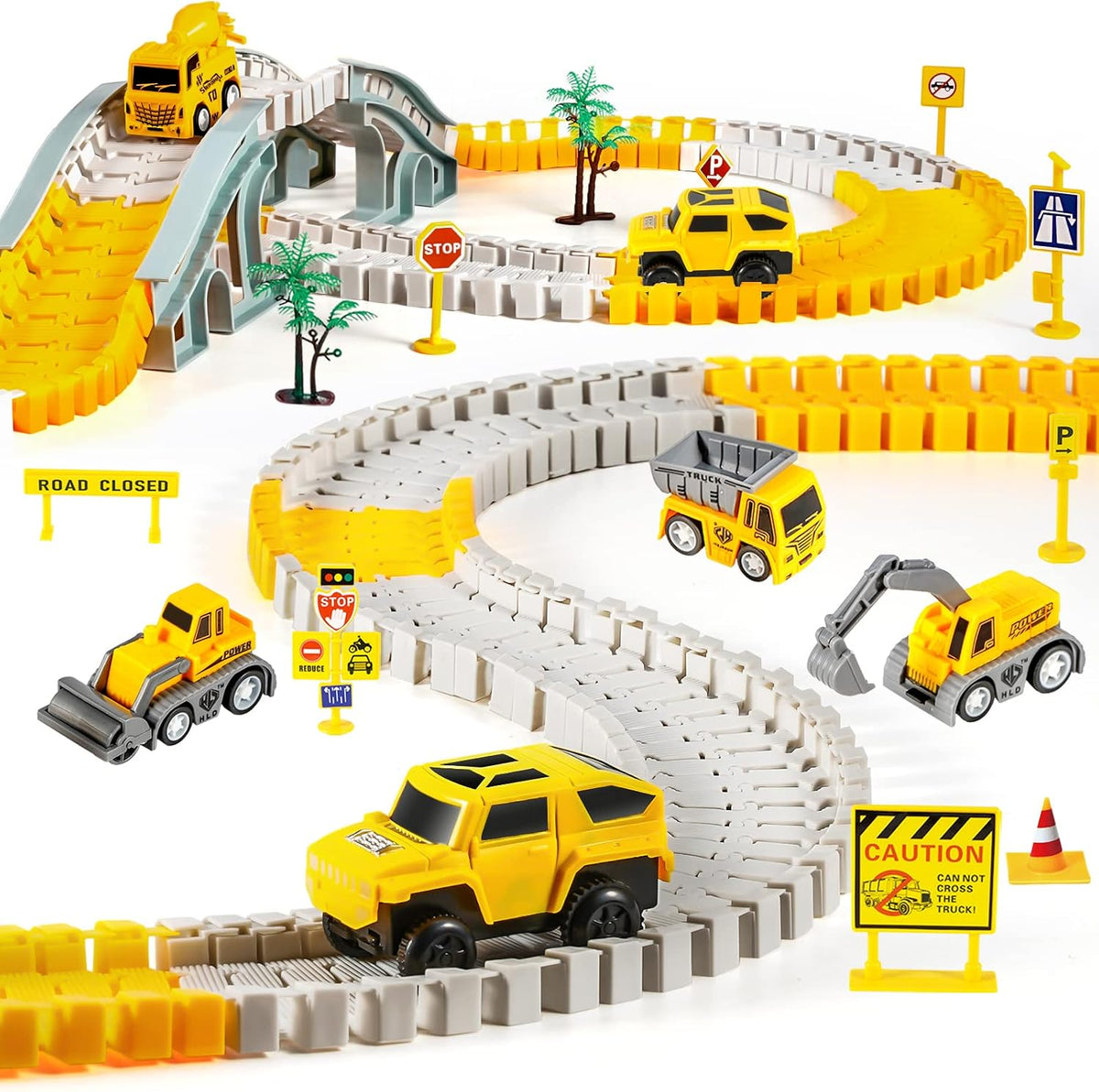 260Piezas Juego de Pistas de Carrera de Construcción para Niños