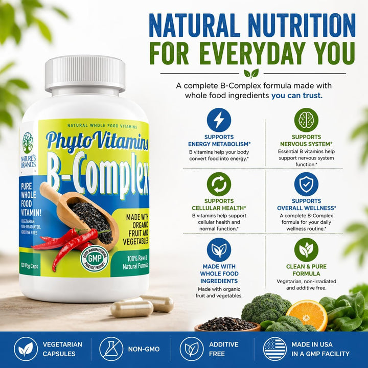 Nature's Brands Complejo B orgánico de alimentos integrales de...