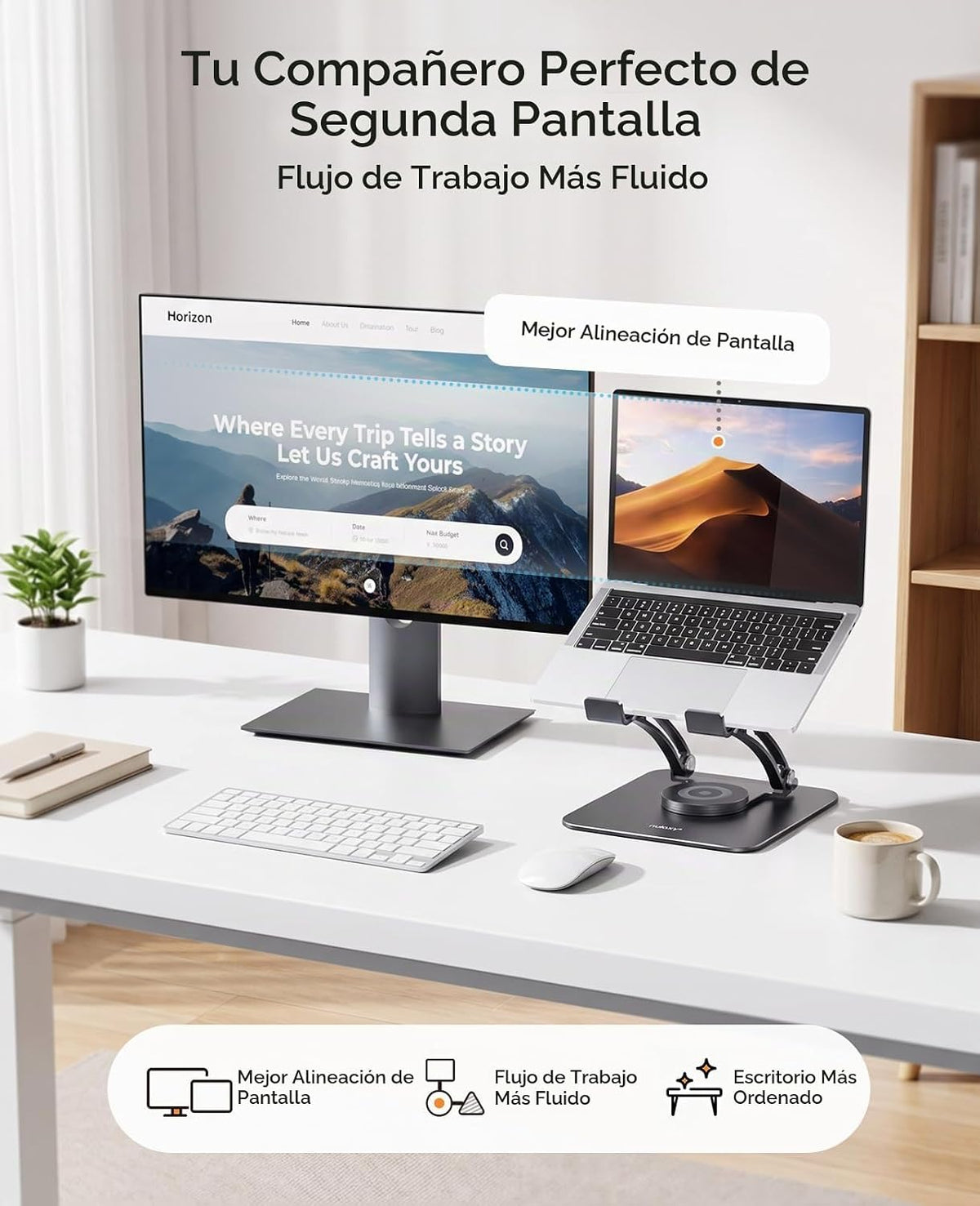 Nulaxy Soporte ergonómico giratorio de 360° para computadora portát...
