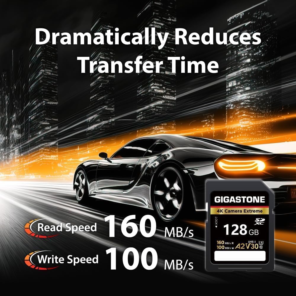 [Recuperación de datos gratuita de 5 años] Tarjeta SD GIGASTONE de 128 GB, paquete de 2 unidades, cámara 4K extrema, UHS-I A2 V30 U3 C10 SDXC de alta velocidad, velocidad de hasta 170 MB/s, compatible