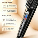 Cepillo alisador de pelo de vapor iónico para cabello y cabello rizado