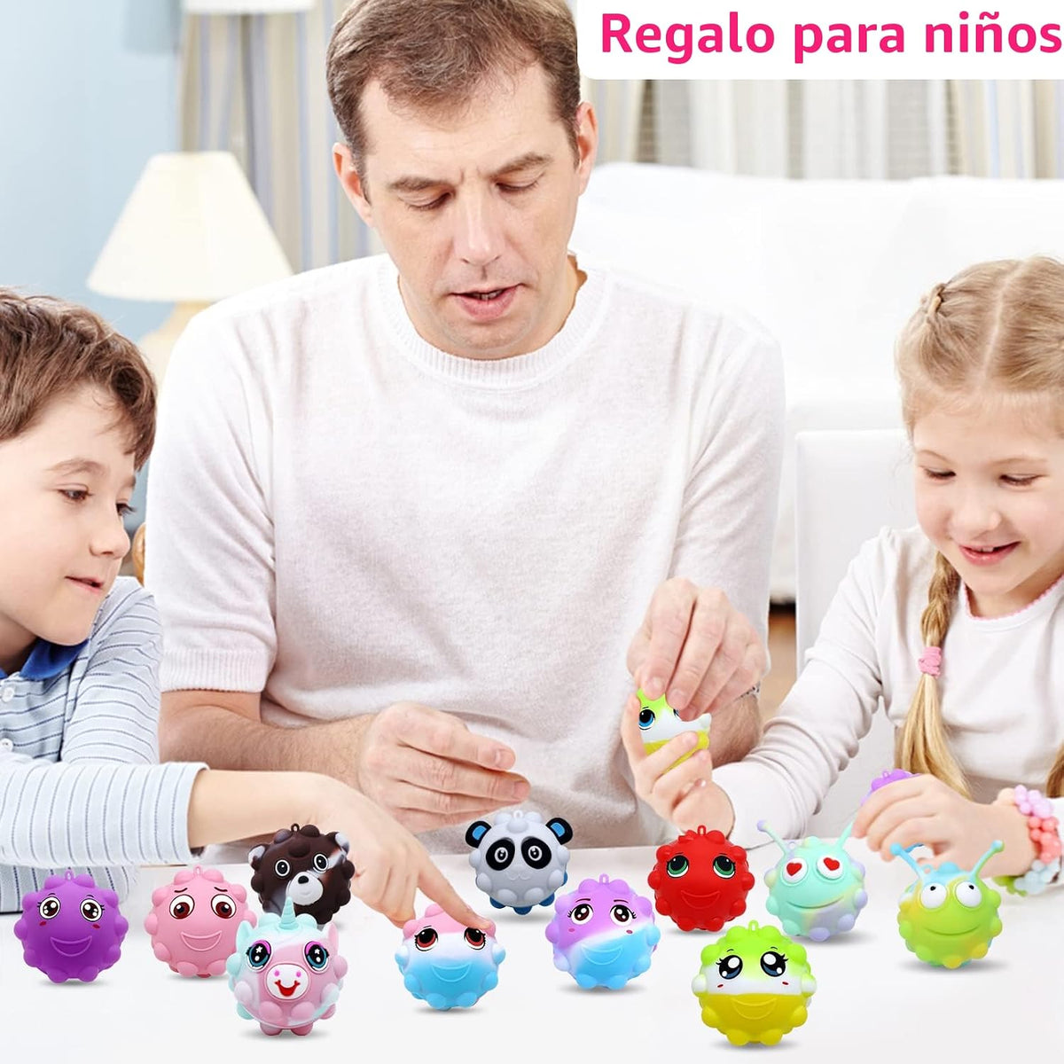 Paquete de 30 Pelotas Pop de Animales, Recuerdos de Fiesta para Niños, Pelotas Pop 3D Juguetes Fidget, Regalos de Cumpleaños para Niños y Niñas, Rellenos de Bolsas de Dulces, Rellenos de Piñata