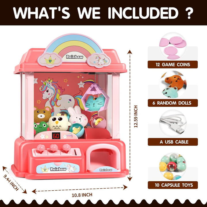 DOLIVE Máquina de Garra para Niños, Juguetes de Unicornios para Niñ...