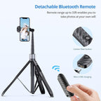 ATUMTEK Trípode para selfie stick de 60 pulgadas, todo en uno, extensible con control remoto Bluetooth, rotación de 360° para iPhone y Android, grabación de video, vlogging, transmisión en vivo, color negro