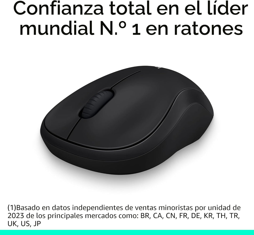 Logitech Ratón inalámbrico M185, 2.4 GHz con mini receptor USB, dur...