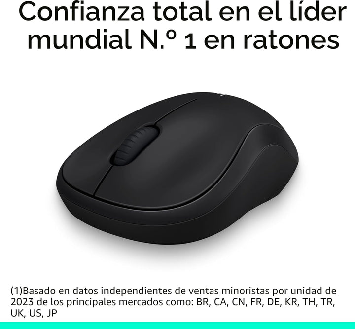 Logitech Ratón inalámbrico M185, 2.4 GHz con mini receptor USB, dur...