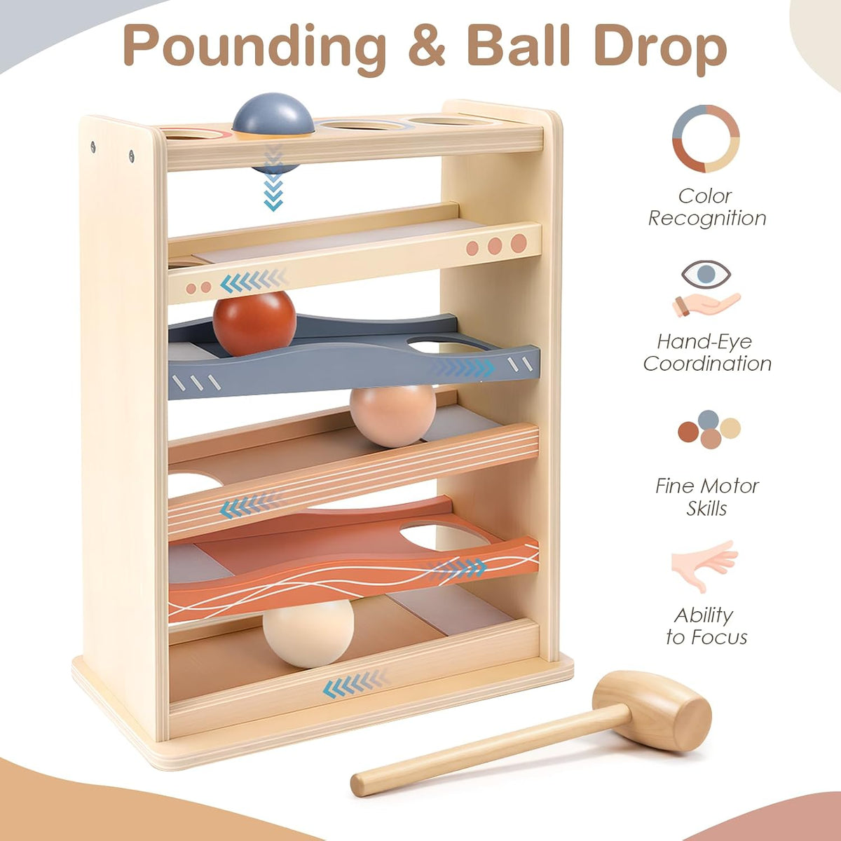 Vanplay Montessori Ball Drop Juguetes para niños de 1 a 2 años, regalos de cumpleaños