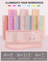 SABLUTE Combo ergonómico de teclado y mouse inalámbricos, teclado W...