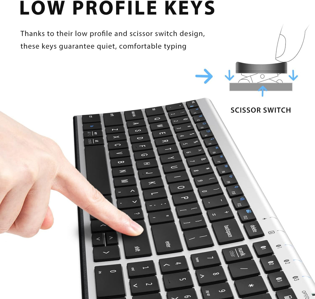 iClever BK10 - Teclado Bluetooth, inalámbrico, recargable, ultra de...