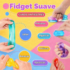 Paquete de 24 mini cubos de estrés para niños: juguetes suaves de 1.18 pulgadas con caja de almacenamiento, juguetes sensoriales de levantamiento lento para premios de aula, juguetes de caja de