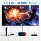Interruptor HDMI 8K 3 en 1 salida 4K@120Hz HDMI Switcher con