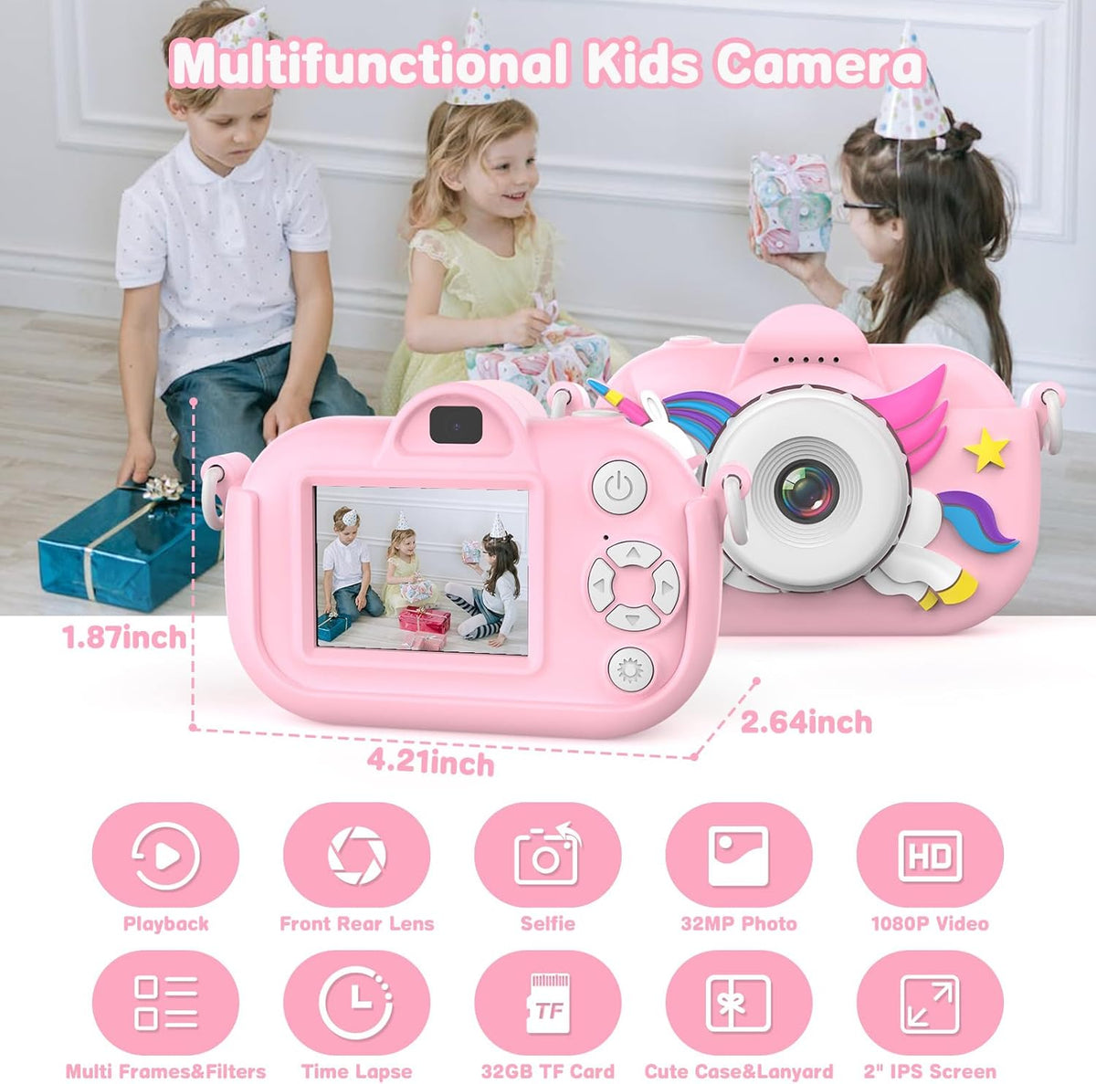 Cámara para niños para niñas, juguetes de Navidad y cumpleaños para...