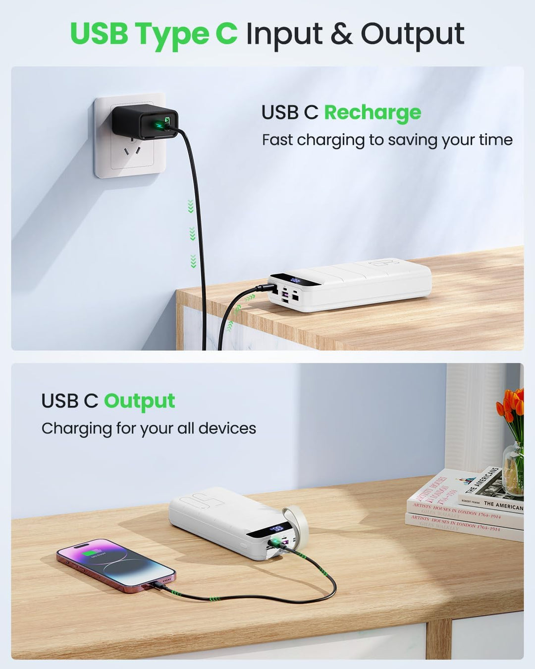 DAOLOT Banco de energía de carga rápida 50000mAh - 22.5W cargador p...