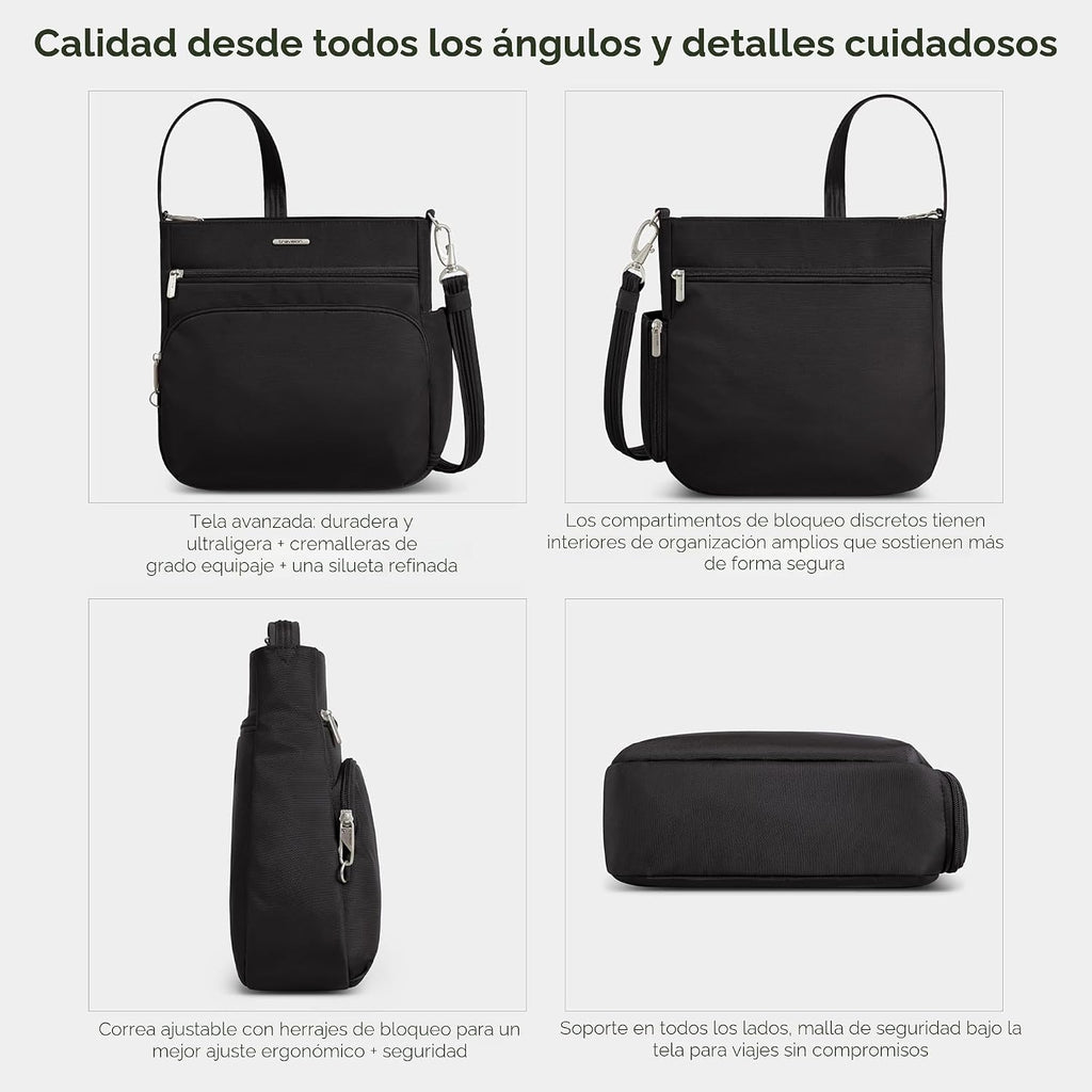 Travelon Bolso bandolera clásico antirrobo Norte/Sur