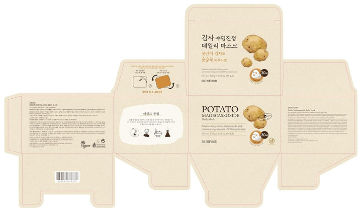 SKINFOOD - Mascarilla diaria de papas madecassoside, tratamiento co...