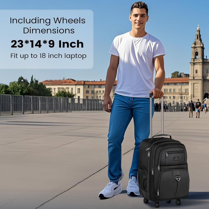 MATEIN Mochila con ruedas, bolsa grande de viaje para laptop de 18...