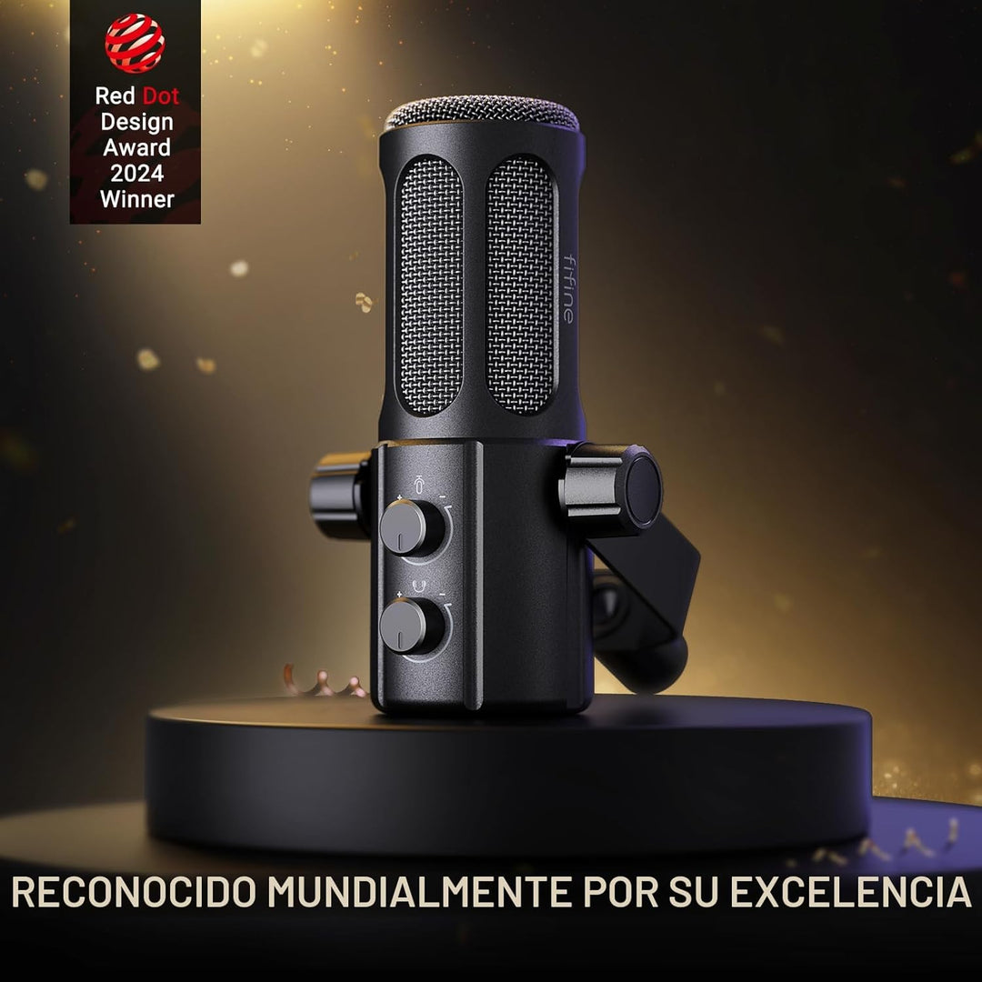 FIFINE Micrófono para podcast, micrófono dinámico vocal USB\/XLR pa...