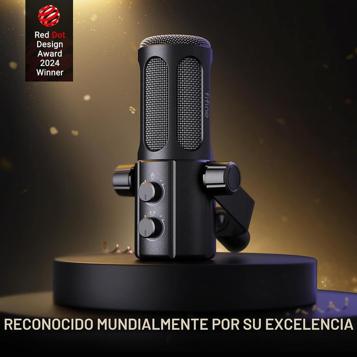FIFINE Micrófono para podcast, micrófono dinámico vocal USB\/XLR pa...