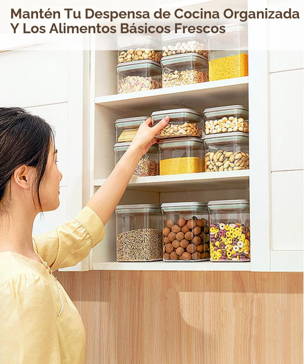 Juego de recipientes herméticos Pop para almacenamiento de alimentos con tapas, 6 piezas apilables con apertura de un botón, recipientes para alimentos para organización y almacenamiento de despensa