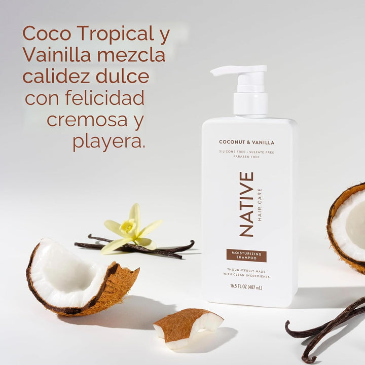 Native El champú y acondicionador de coco y vainilla contiene ingre...