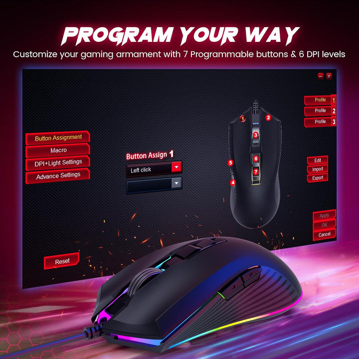 Combo de teclado y mouse para juegos con cable, panel de metal de 1...
