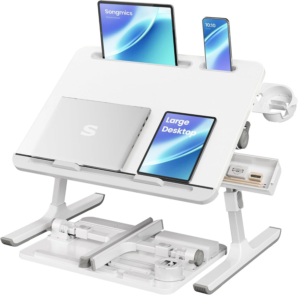 SONGMICS Escritorio para computadora portátil de cama, plegable, altura