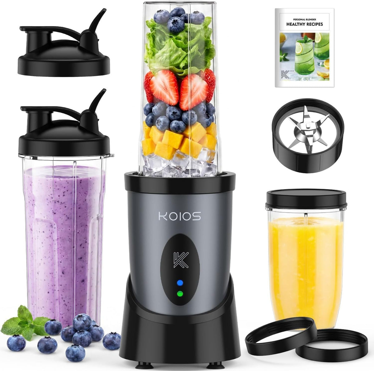 KOIOS Batidora de batido de cocina, licuadoras personales de 900 W con 3